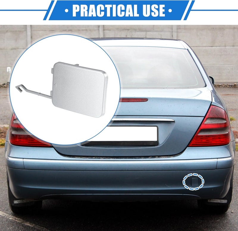 VekAuto Tow Hook Eye Hole Cover Cap Compatible for Mercedes-Benz W211 E-Class E280 E320 E350 E550 E500 E55 2002-2008, Durable Plastic Silver Tone Rear Right - Image 2